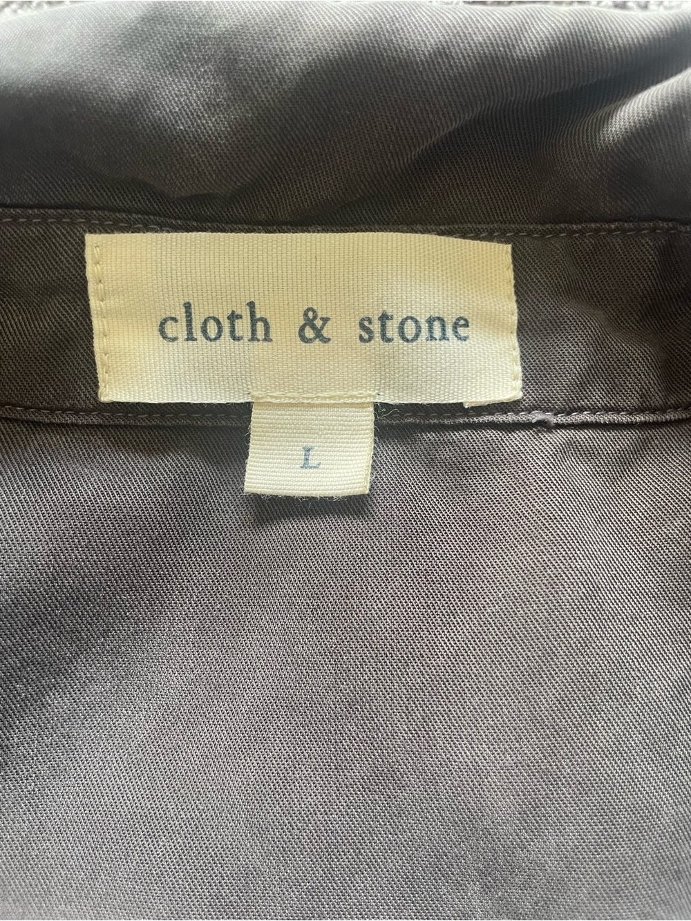 Cloth & Stone Brown Tencel Popover Blouse Long Sleeve Pocket Top Size Large - Picture 7 of 8